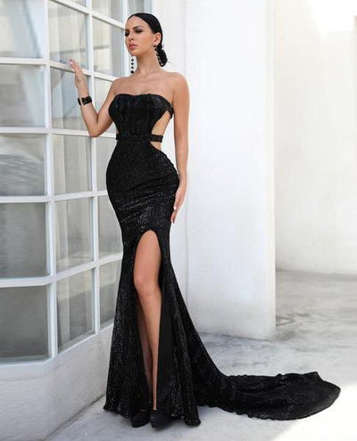 Leslie Sequin Gown Black – The Kingdom Fashion